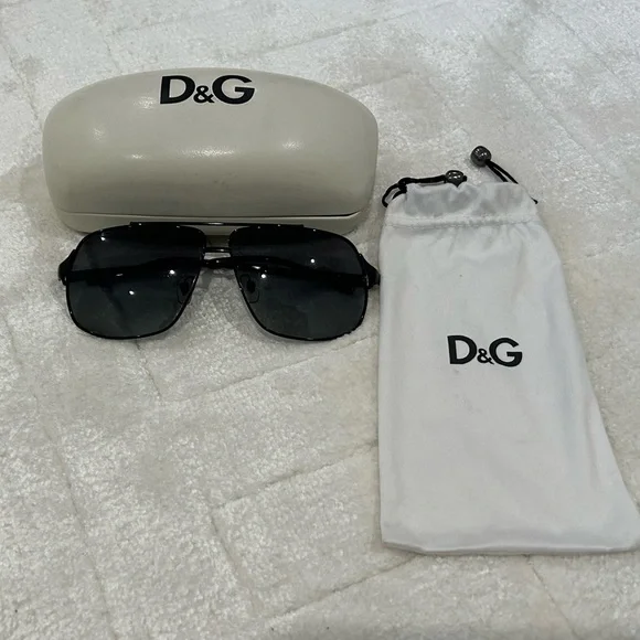 D&G Black Sunglasses with White Case and Pouch Dolce & Gabbana Sunglass Case - Etsy main image 3